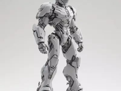 Yellow Mech Robot 3D Model LowPoly Black Armor Sci-Fi Design Low-poly 3D model