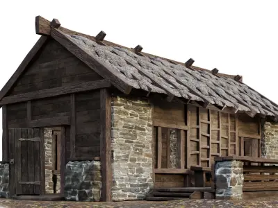 Medieval House 11 PBR 4K GameReady Low-poly 3D model