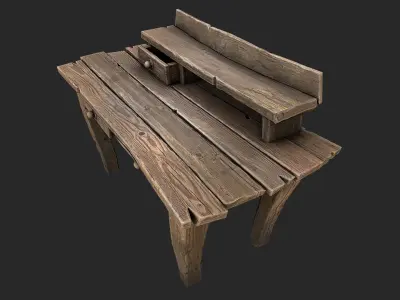 Medieval Lab table Low-poly 3D model