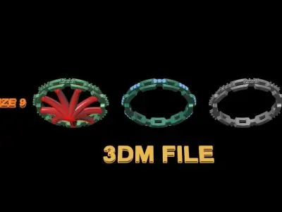 Hermes Style Link Diamond Band Ring Size 9 3D print model