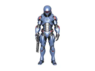 High-Quality Sci-Fi Soldier 3D Model Futuristic Armored Warrior  3D model