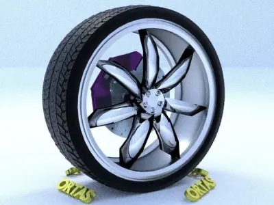 ORTAS CAR RIM 61 GAME READY RIM TIRE AND DISC 3D model