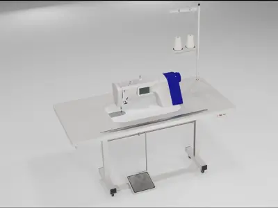 industrial low poly sewing machine Low-poly 3D model