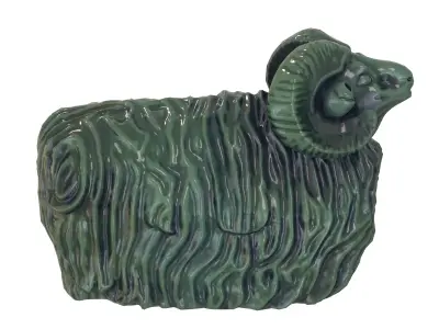 Garden ram Porcelain statues Low-poly 3D model