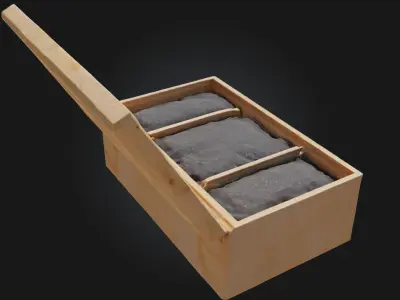 Wooden Box with Grains  Rustic Storage Full of Rural Charm 3D model