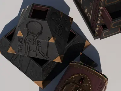 OB 02 Egyptian Necromancer Kit - 06 Boxes and small containers Low-poly 3D model