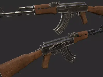 Ak 47 Low Poly  Low-poly 3D model