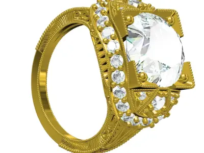 Antique Art Deco Engagement Ring 3D print model purchase