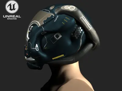 SCIFI HELMET 06 - 3D Asset Game Model PBR Mid-poly 3D model Free low-poly 3D model