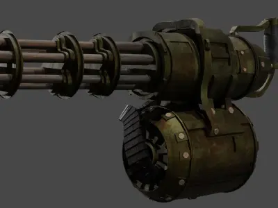 Apocalyptic Minigun Low-poly 3D model