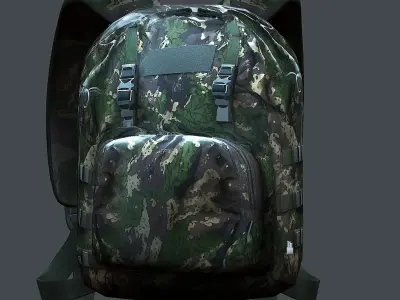 Backpack military combat Black baggage bag luggage Low-poly 3D model get
