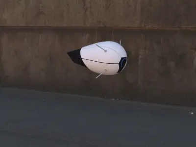 Drone robot helmet on side of wall 3D model