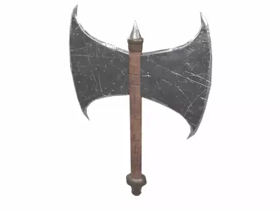  Medieval Double-Edged Axe Low-poly 3D model