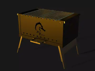 sheet metal foldable fire pit  dimension 40cmx60cm  1mm  3D model