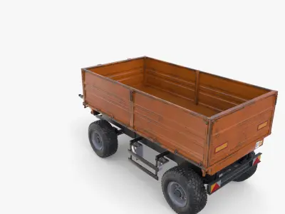 Agro trailer V8 Low-poly 3D model