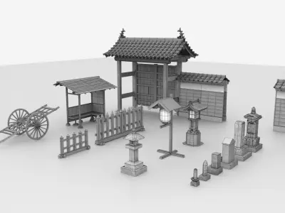 Gate of the temple in Japan typeA Low-poly 3D model