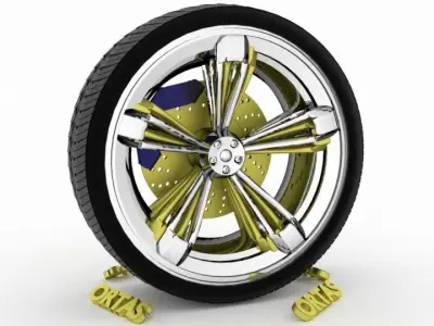 ORTAS CAR WHEEL RIM 101 GAME READY WHEEL RIM TIRE 3D model