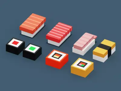 Isometric Sushi Low-poly 3D model