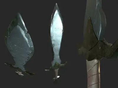 Medieval fantasy short sword Low-poly 3D model