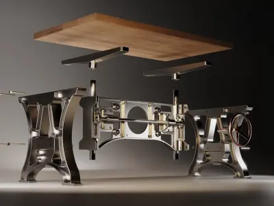 Industrial Table Vintage 3D model