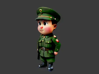 Cartoon World War II Soldier Low-poly 3D model purchase