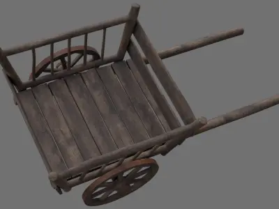 Wooden Cart 1B Low-poly 3D model