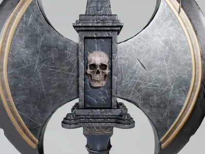 Axe-Skull Low-poly 3D model