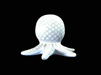 Cute white little octopus 3D model