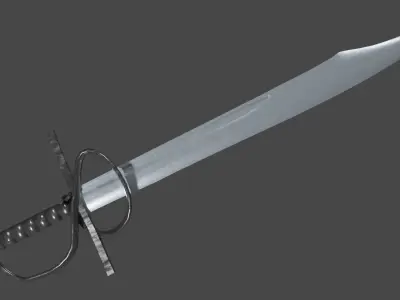 Falchion sword with Flamberge handle Low-poly 3D model