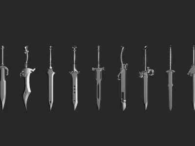 50 Swords Pack stl  fbx Low-poly 3D model