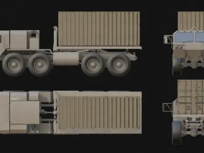 Military 8x8 Cargo Crate Transport Truck Low-poly 3D model