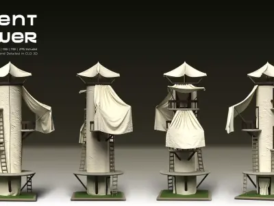 5 Stylized Tent Towers   Fantasy  Environment Pack Vol 1 3D model
