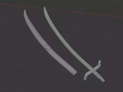 Mongolian Steppe Sabre with Scabbard Free low-poly 3D model