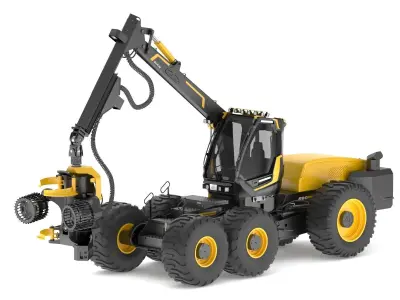 EcoLog 590G with EC 761 LF Harvester Heads 3D model