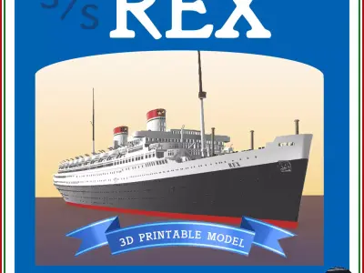 SS Rex ocean liner full hull and waterline printable model  3D print model