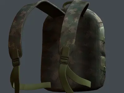 Backpack military combat Black baggage Low-poly 3D model get