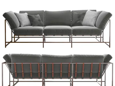 Grey Wool Sofa 3D model