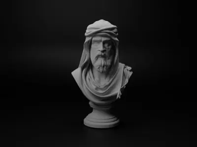 Arab Bedouin Warrior Bust Chess 3D print model shop