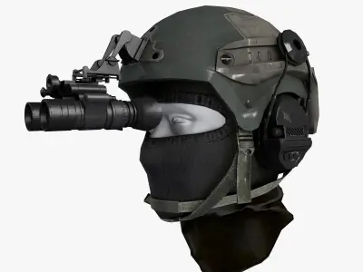 Ops Core Helmet with Tactical Night Goggles Low-poly 3D model