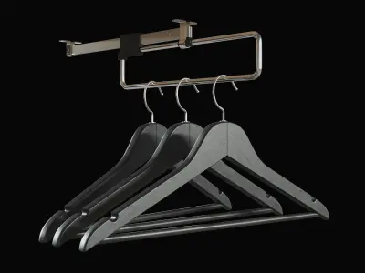 Retractable Pull Out Clothes Hanger Rail for a shallow wardrobe 3D model