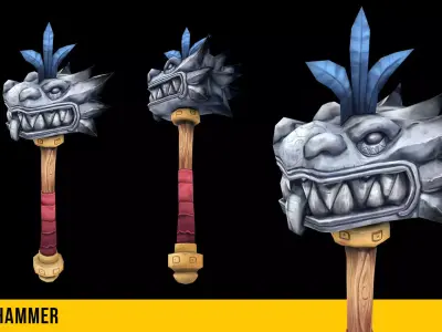 Aztec Hammer Low-poly 3D model