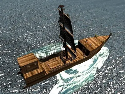 Cog-type sailing ship 3D model