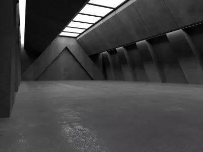 Brutalist Concrete Corridor Low-poly 3D model