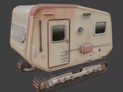 Stylized Chibi Sci-Fi Modular Tracked Trailer Low-poly 3D model
