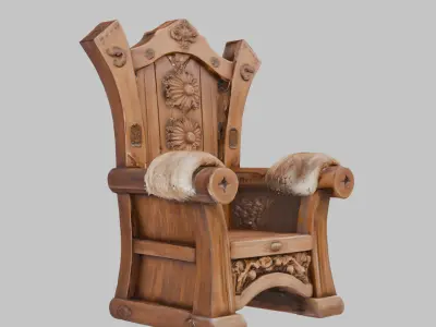 Brown Rustic Viking Chair 3D Model Low-poly 3D model