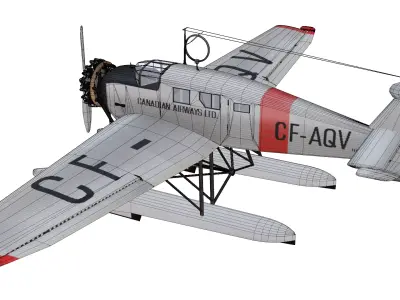 Junkers W 34 Floatplane Low-poly 3D model