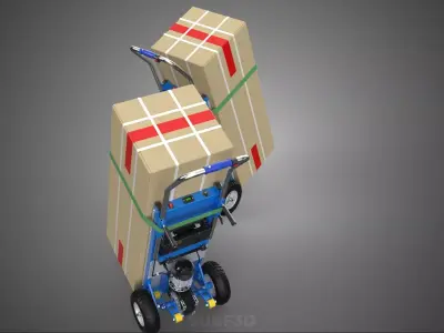 ELECTRIC HAND TRUCK STAIR CLIMBER CARGO PACKAGE BOX RATCHET TILT 3D model