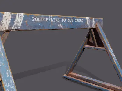 Police Barricade Low-poly Game Ready 3D model Low-poly 3D model