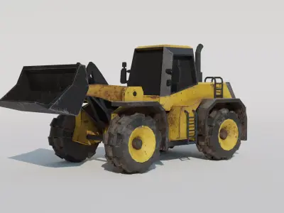 Frontloader 3D model wheel loader Low-poly 3D model