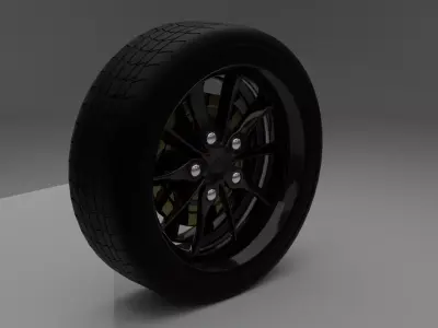 Car Wheel And Tire Disk Brake rim Free 3D model